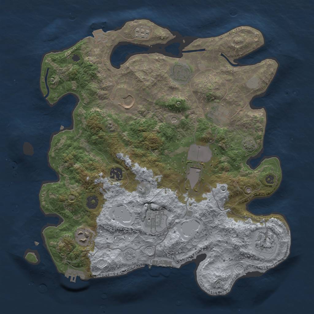 Rust Map: Procedural Map, Size: 3500, Seed: 608816122, 17 Monuments