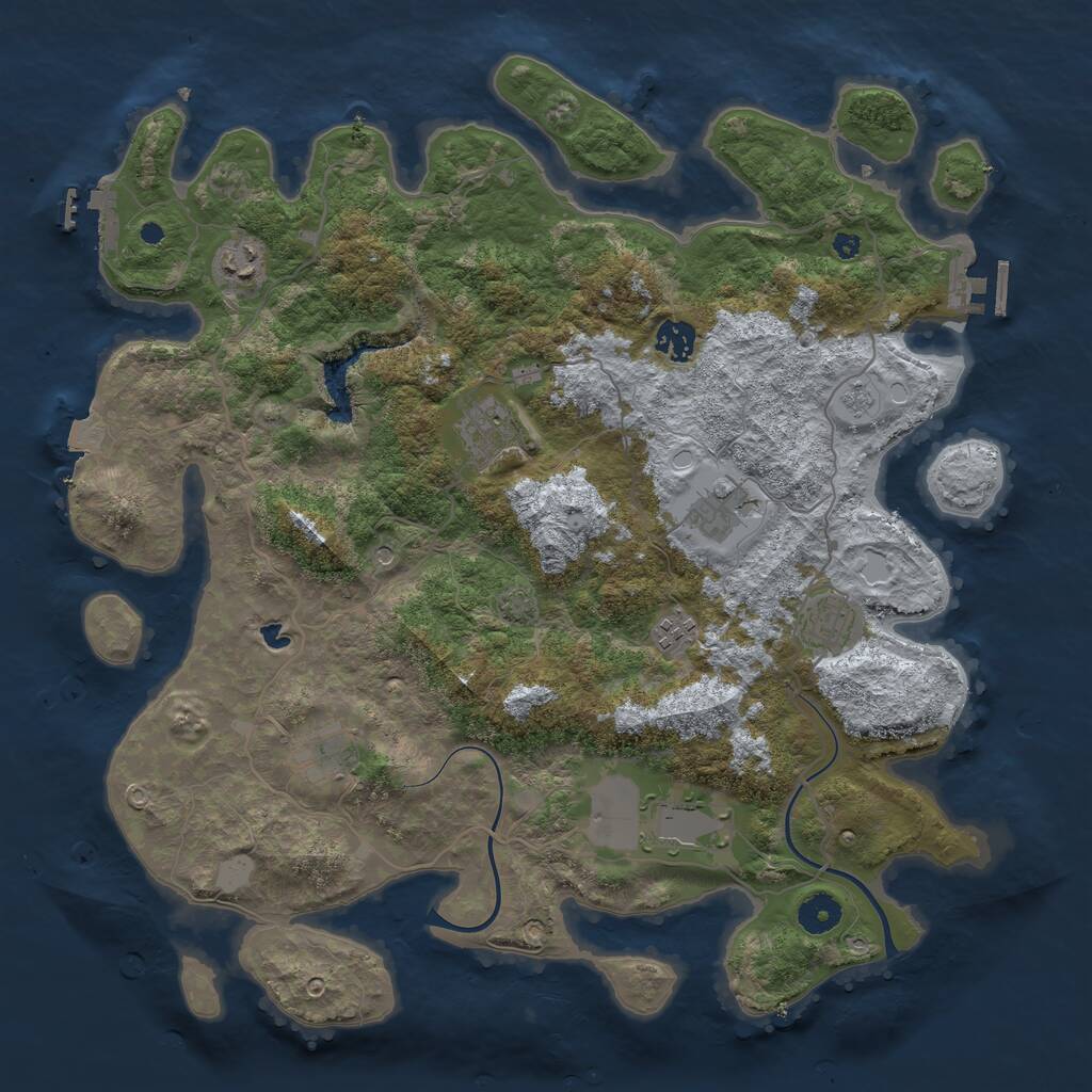Rust Map: Procedural Map, Size: 4000, Seed: 805467602, 14 Monuments