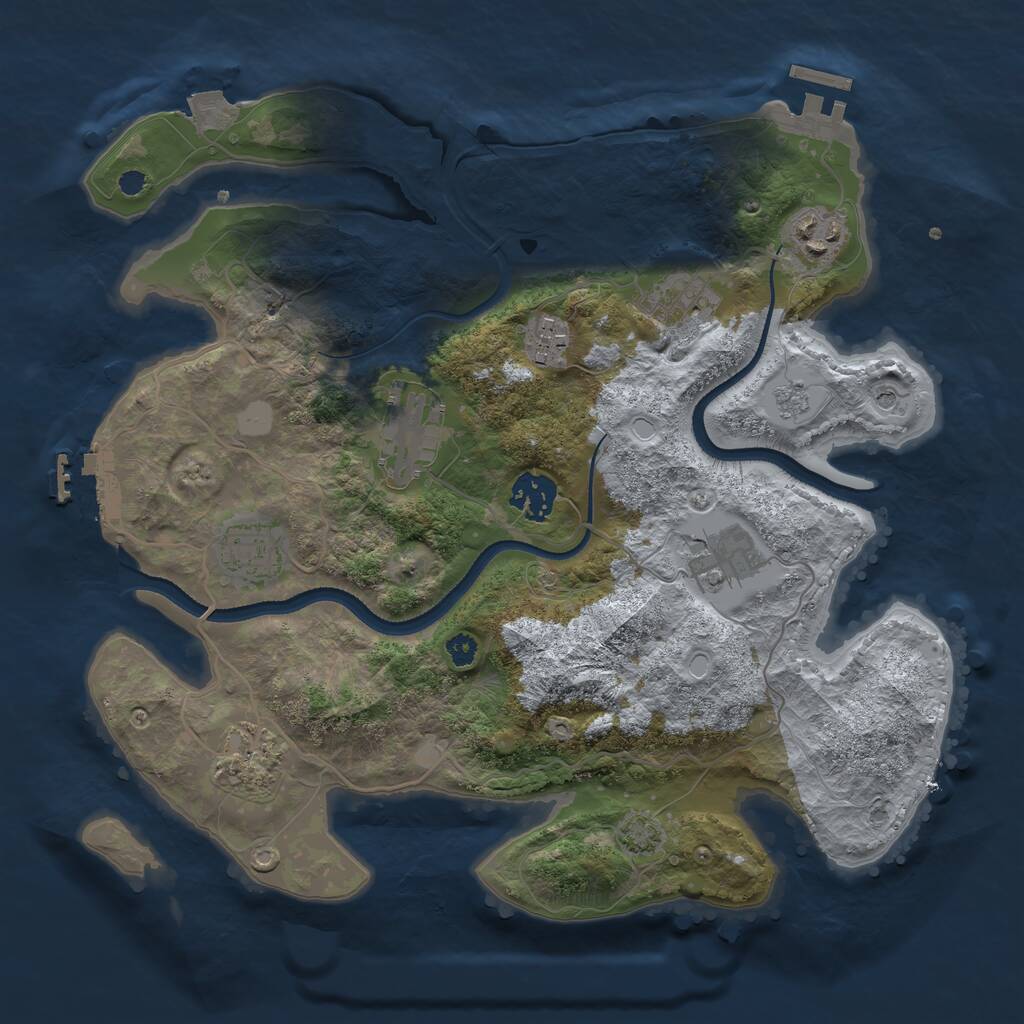 Rust Map: Procedural Map, Size: 3300, Seed: 1966272079, 14 Monuments