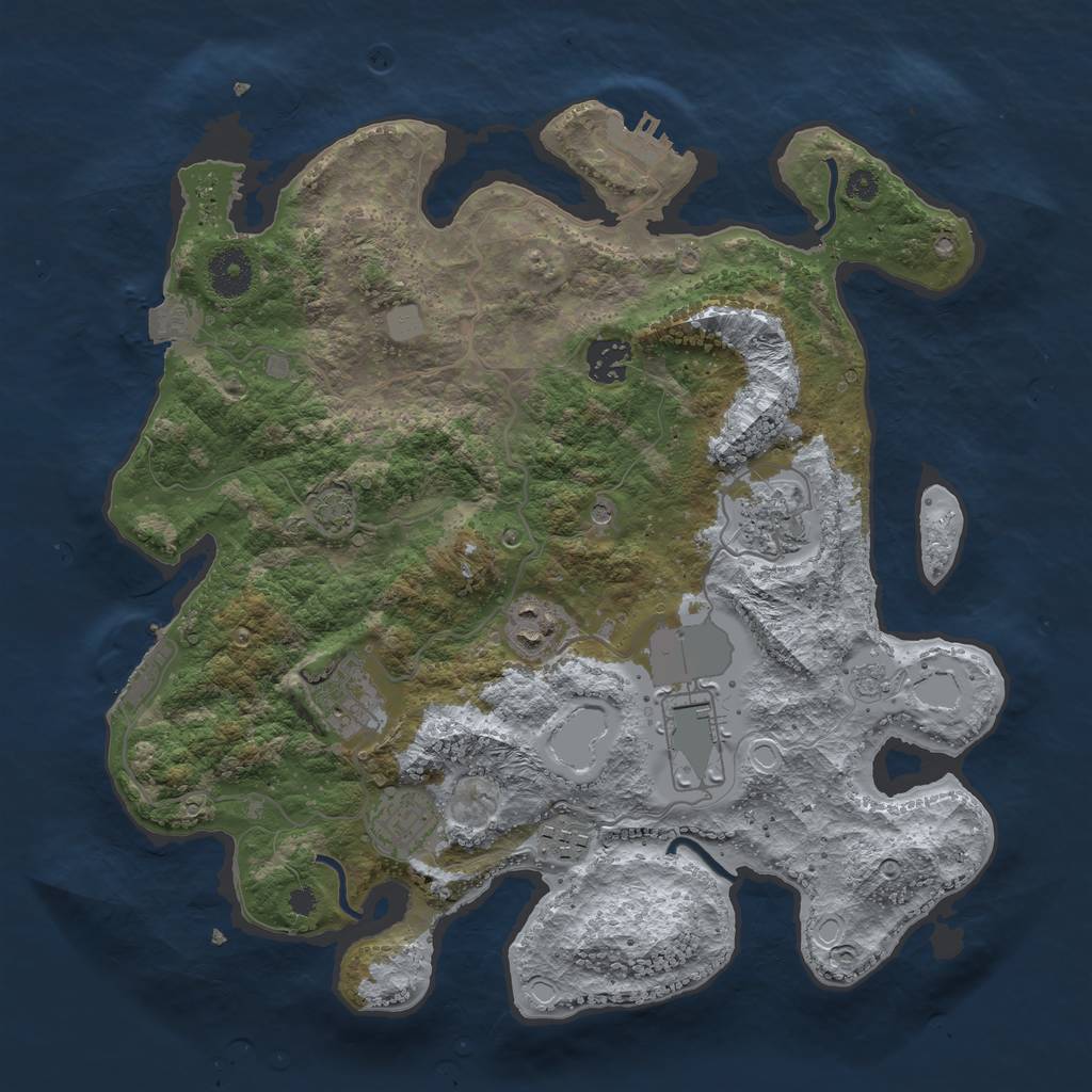 Rust Map: Procedural Map, Size: 3500, Seed: 1134025333, 15 Monuments