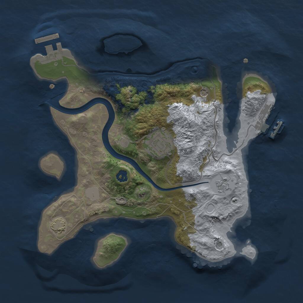 Rust Map: Procedural Map, Size: 2500, Seed: 445577, 7 Monuments