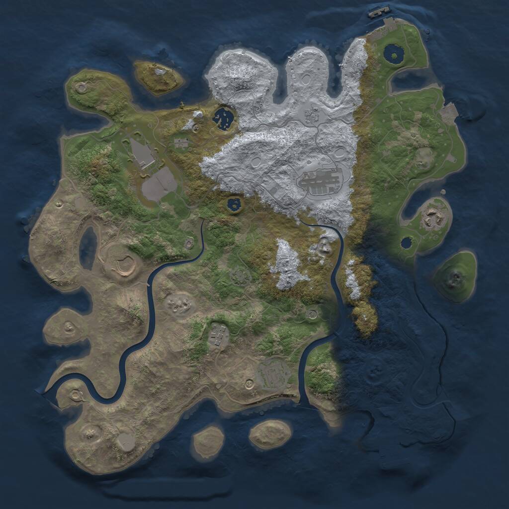 Rust Map: Procedural Map, Size: 3750, Seed: 5503976, 13 Monuments