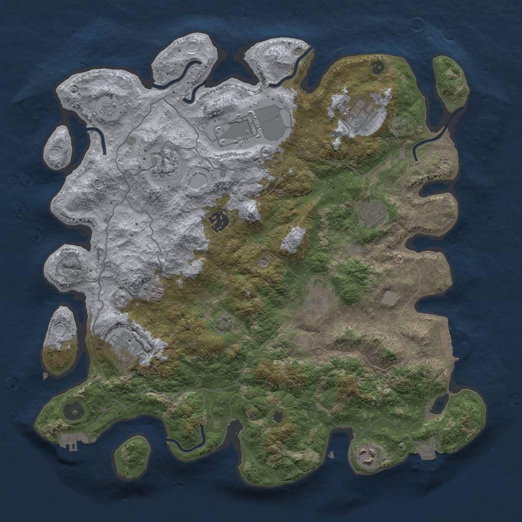Rust Map: Procedural Map, Size: 4000, Seed: 217027881, 17 Monuments