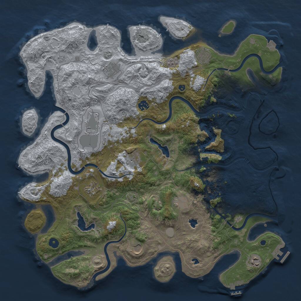Rust Map: Procedural Map, Size: 4500, Seed: 749133149, 16 Monuments