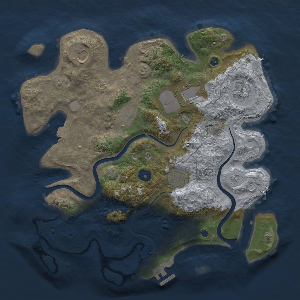 Rust Map: Procedural Map, Size: 3500, Seed: 153556, 10 Monuments