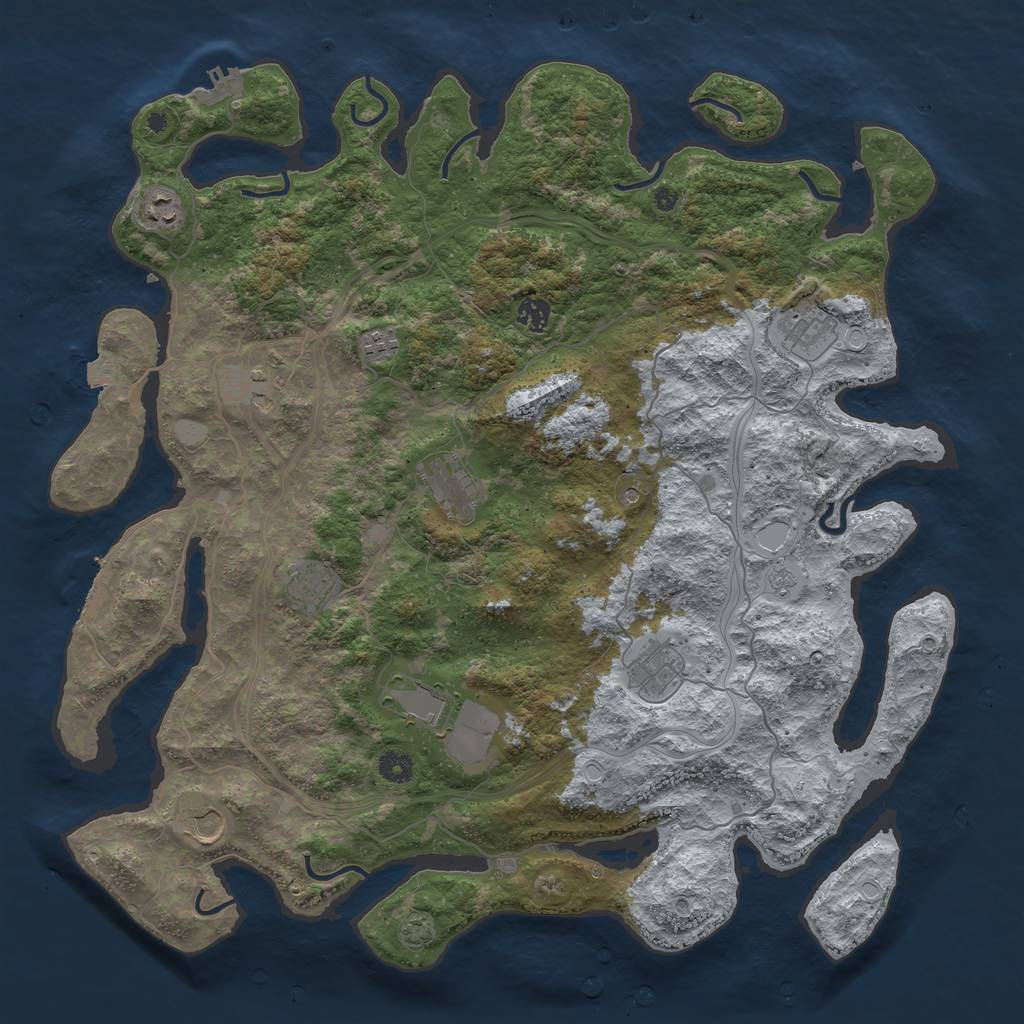 Rust Map: Procedural Map, Size: 4500, Seed: 620701483, 18 Monuments