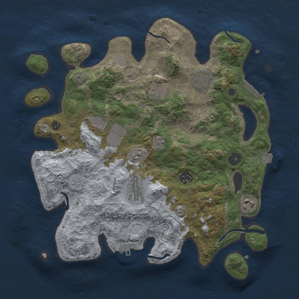 Rust Map: Procedural Map, Size: 3500, Seed: 9995, 15 Monuments