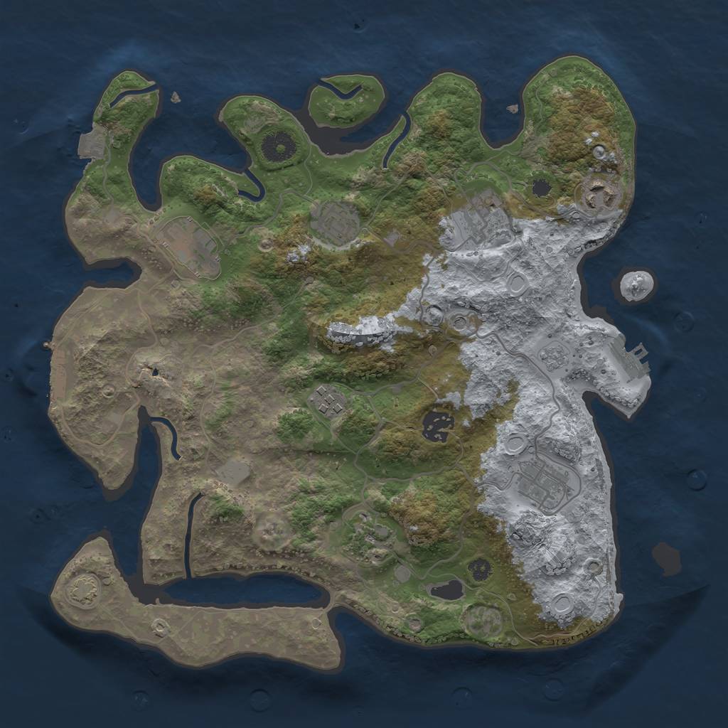 Rust Map: Procedural Map, Size: 3400, Seed: 18976514, 16 Monuments