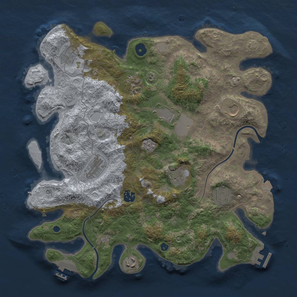 Rust Map: Procedural Map, Size: 3750, Seed: 432513129, 16 Monuments