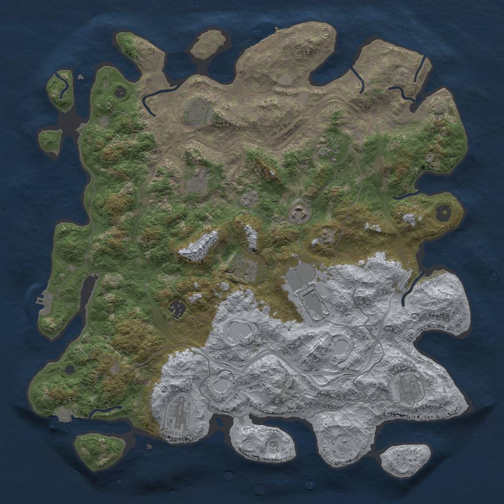 Rust Map: Procedural Map, Size: 4500, Seed: 743695163, 18 Monuments