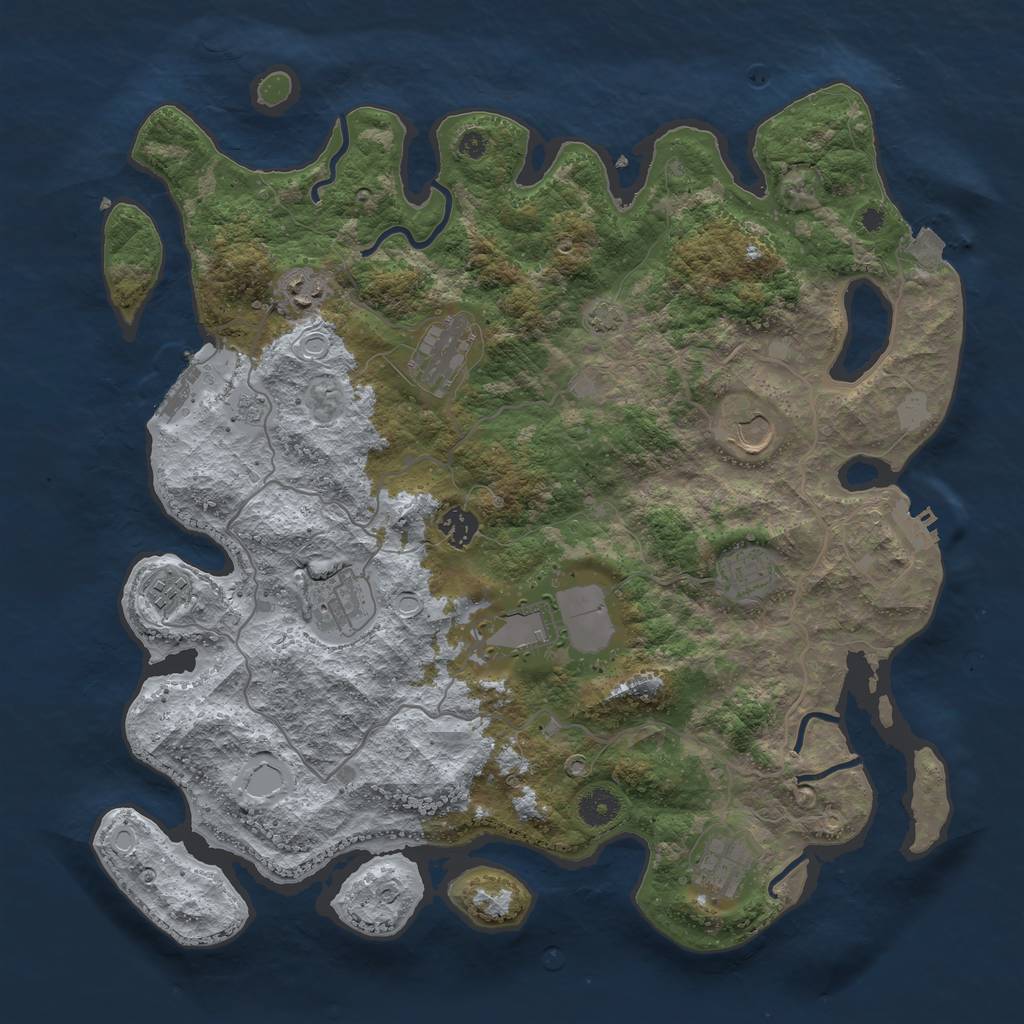 Rust Map: Procedural Map, Size: 4000, Seed: 1874611, 16 Monuments