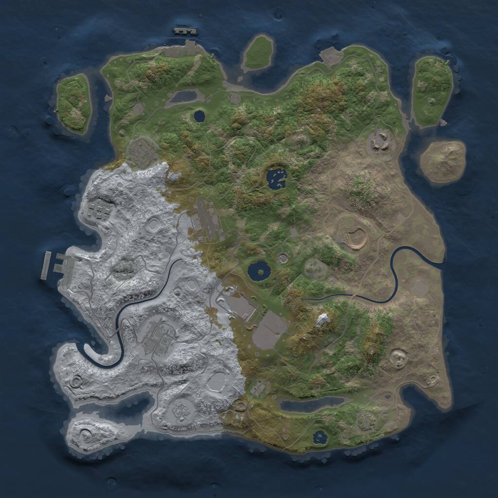 Rust Map: Procedural Map, Size: 3500, Seed: 30265, 14 Monuments