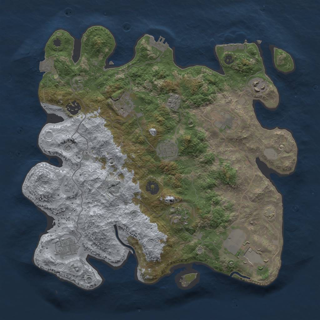Rust Map: Procedural Map, Size: 3500, Seed: 438564370, 17 Monuments