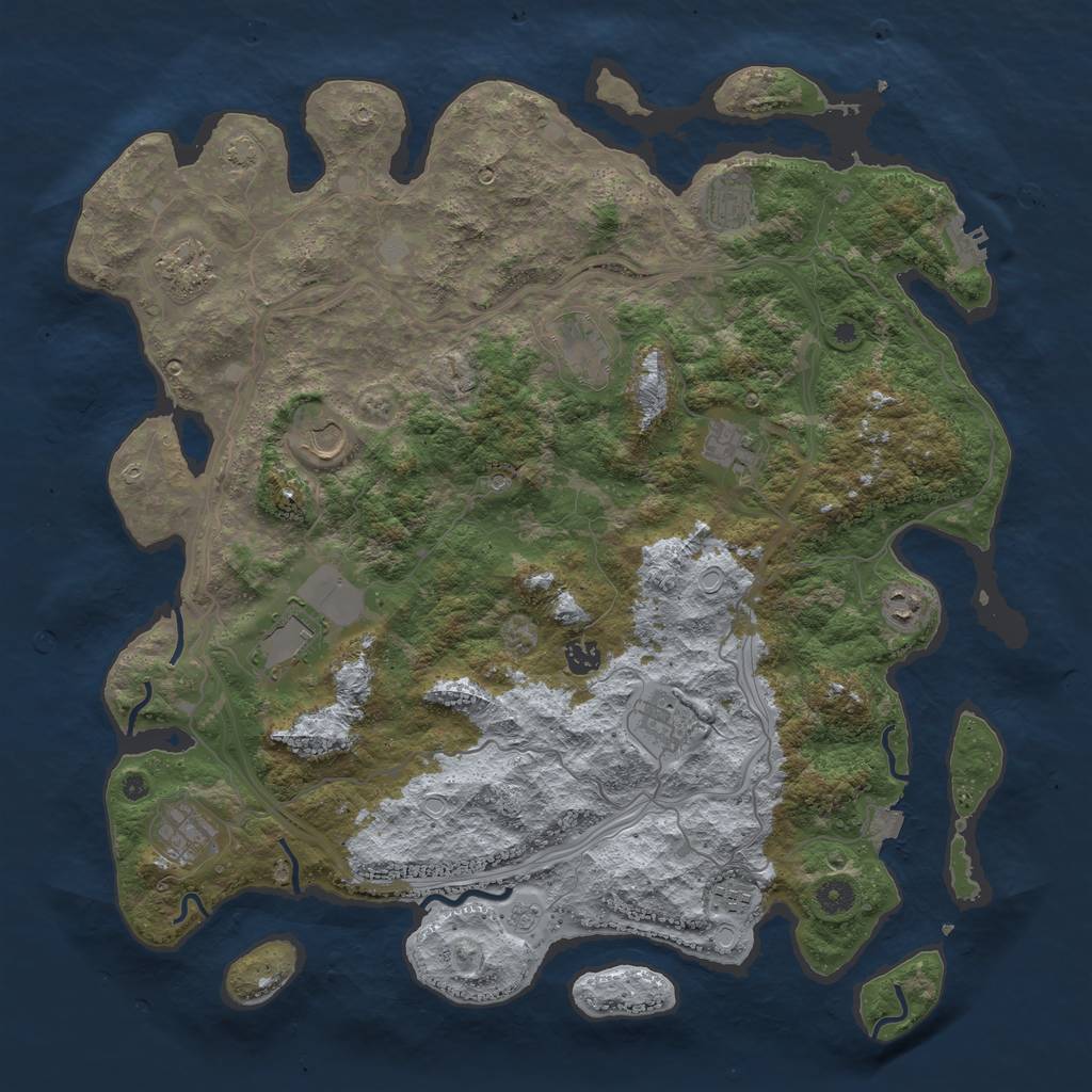 Rust Map: Procedural Map, Size: 4500, Seed: 164938, 18 Monuments