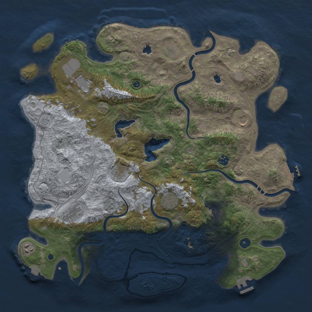 Rust Map: Procedural Map, Size: 4500, Seed: 1109288764, 17 Monuments