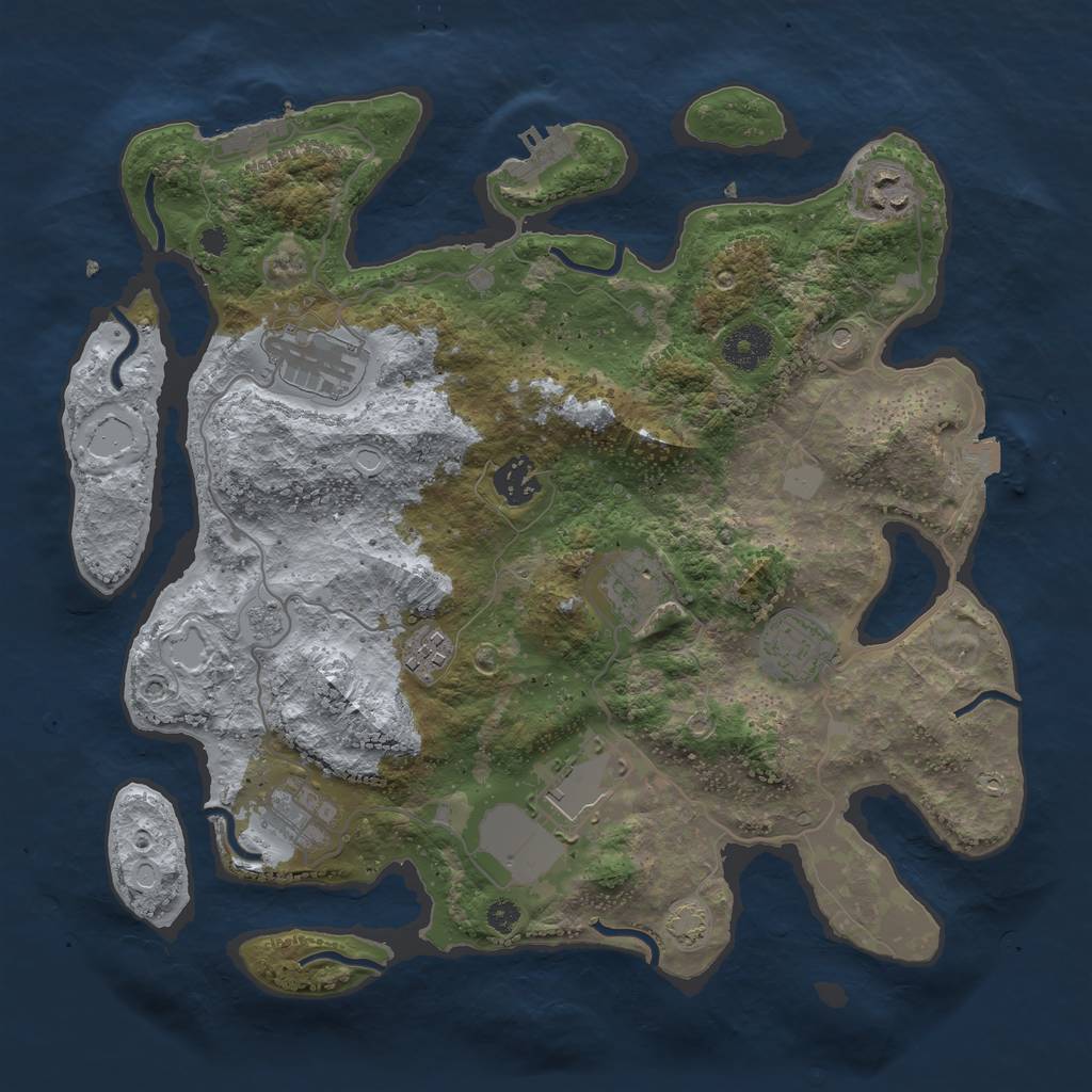 Rust Map: Procedural Map, Size: 3500, Seed: 52206485, 16 Monuments