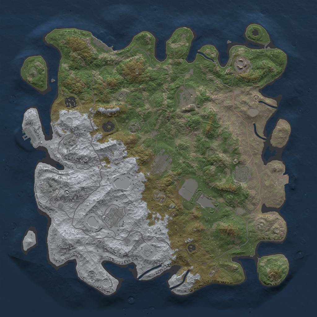 Rust Map: Procedural Map, Size: 4000, Seed: 1303860195, 16 Monuments