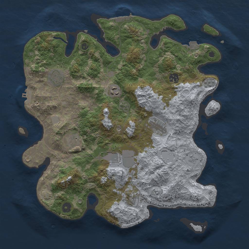 Rust Map: Procedural Map, Size: 3750, Seed: 1373735281, 16 Monuments