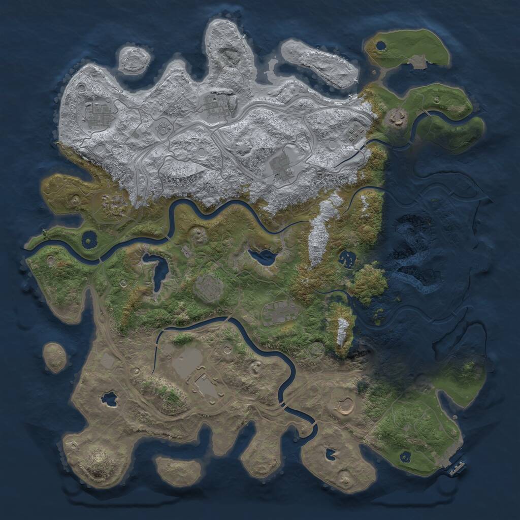 Rust Map: Procedural Map, Size: 4500, Seed: 409107509, 17 Monuments