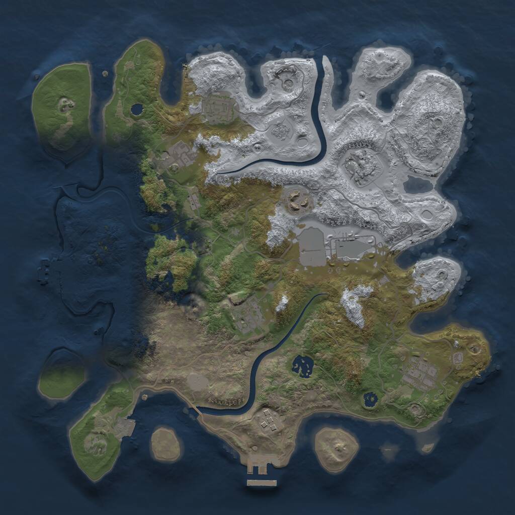 Rust Map: Procedural Map, Size: 3500, Seed: 597056889, 15 Monuments