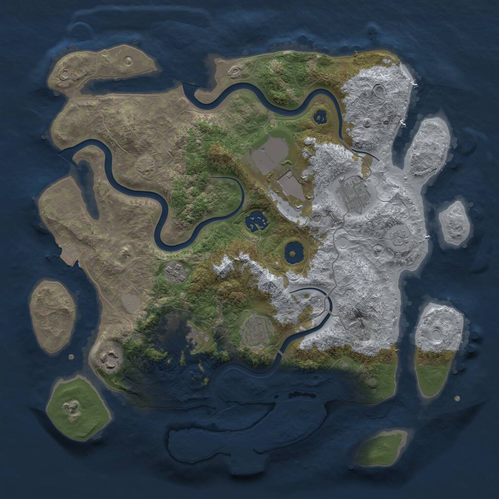 Rust Map: Procedural Map, Size: 3500, Seed: 1158312129, 12 Monuments