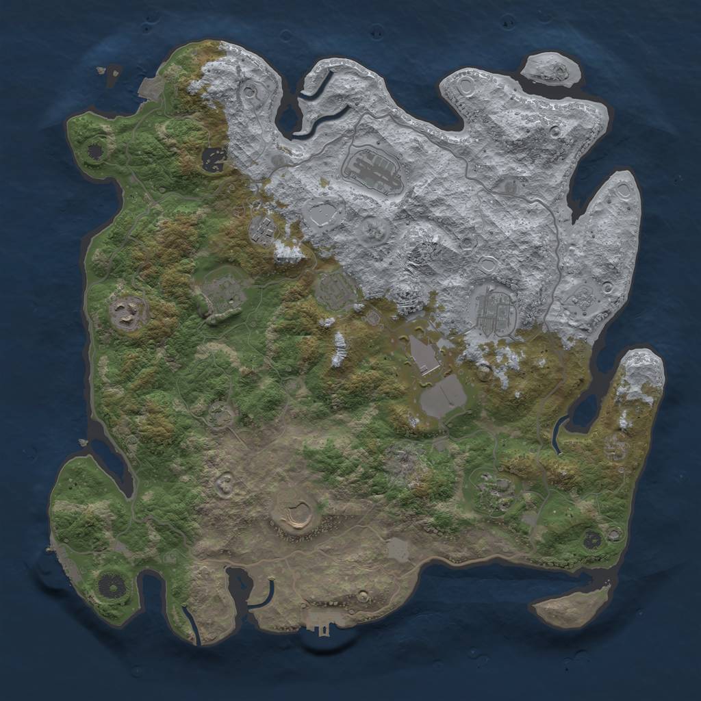 Rust Map: Procedural Map, Size: 4000, Seed: 643212580, 18 Monuments