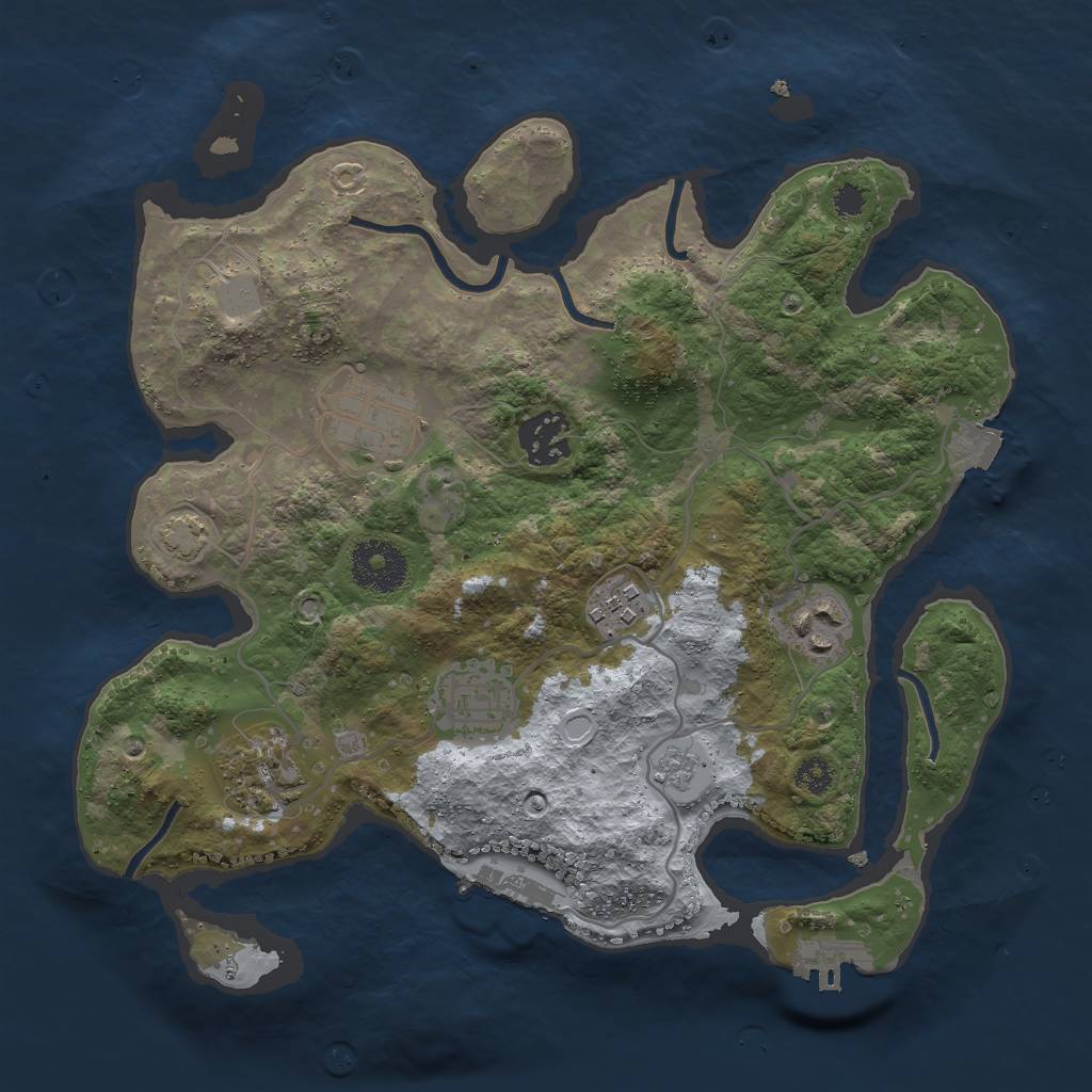 Rust Map: Procedural Map, Size: 3000, Seed: 1154442099, 13 Monuments