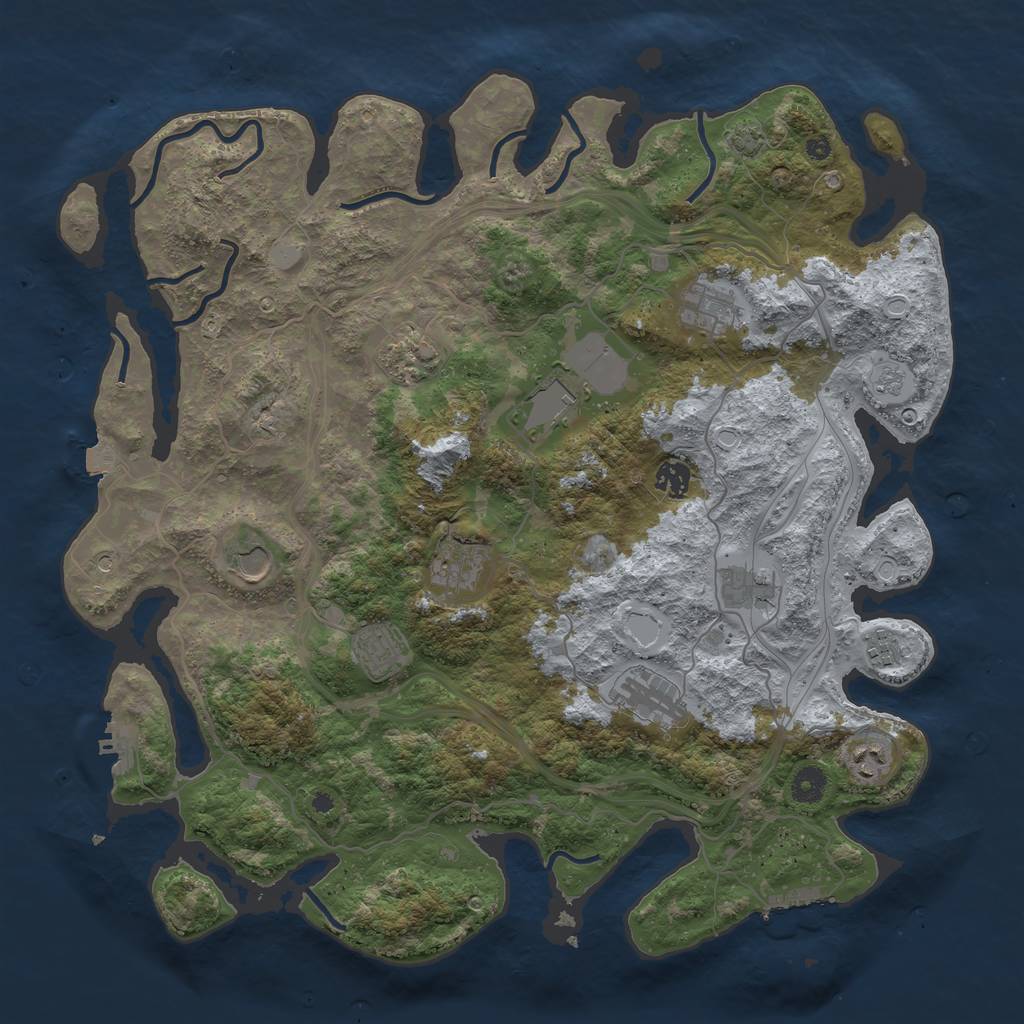 Rust Map: Procedural Map, Size: 4250, Seed: 955317952, 19 Monuments