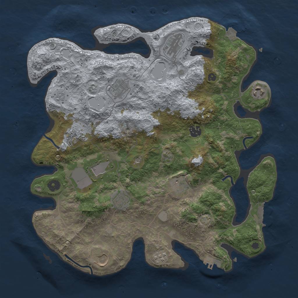 Rust Map: Procedural Map, Size: 3700, Seed: 27482335, 18 Monuments