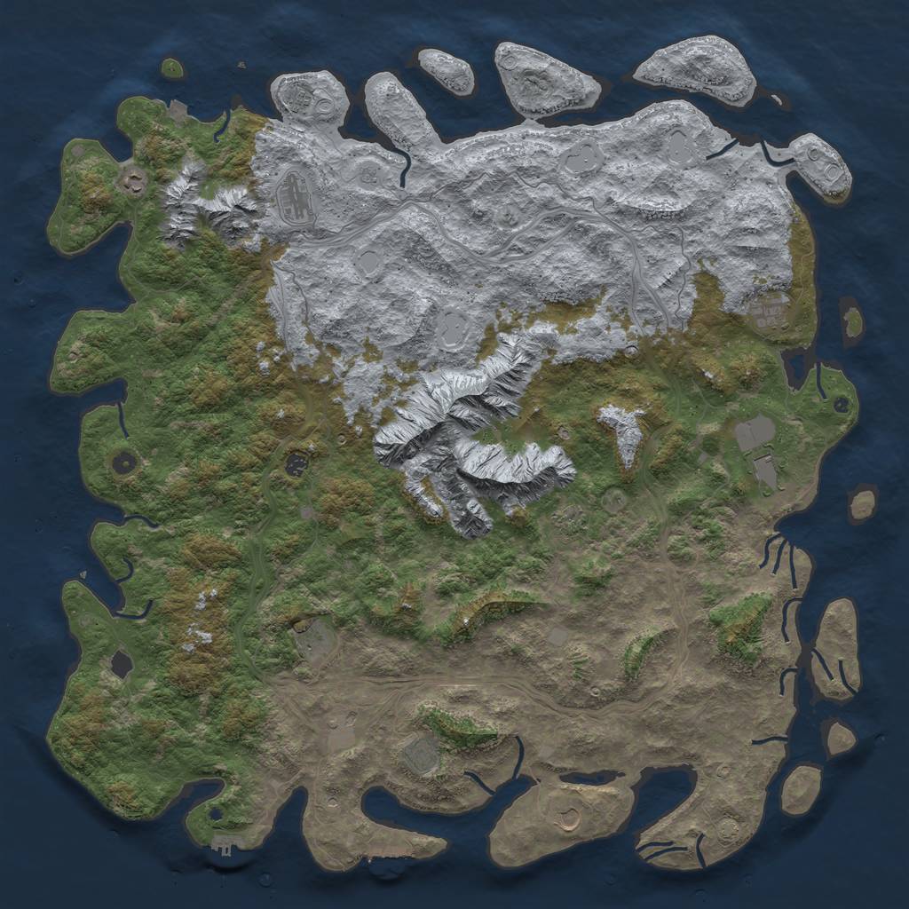 Rust Map: Procedural Map, Size: 6000, Seed: 228736836, 19 Monuments