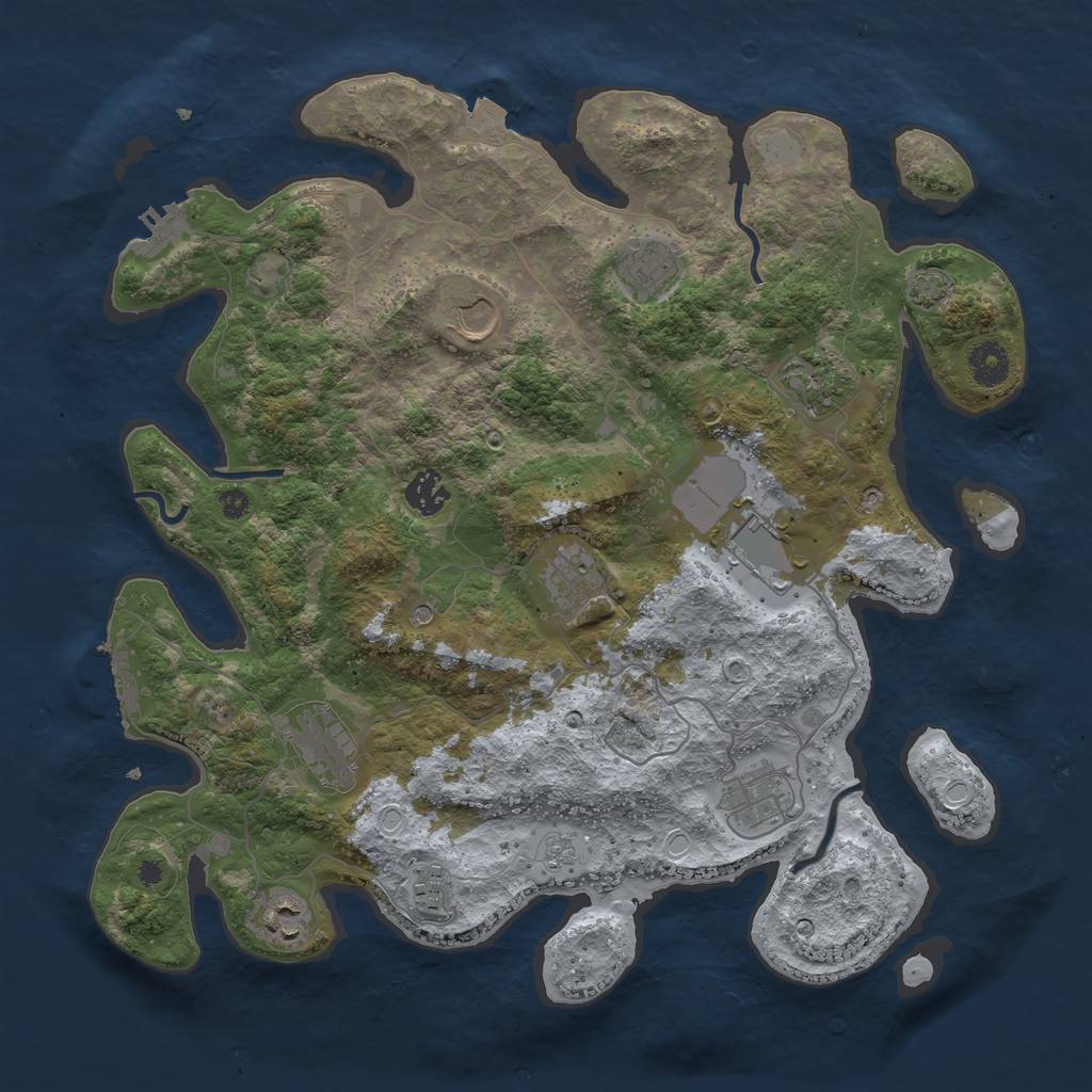 Rust Map: Procedural Map, Size: 3800, Seed: 283471134, 18 Monuments