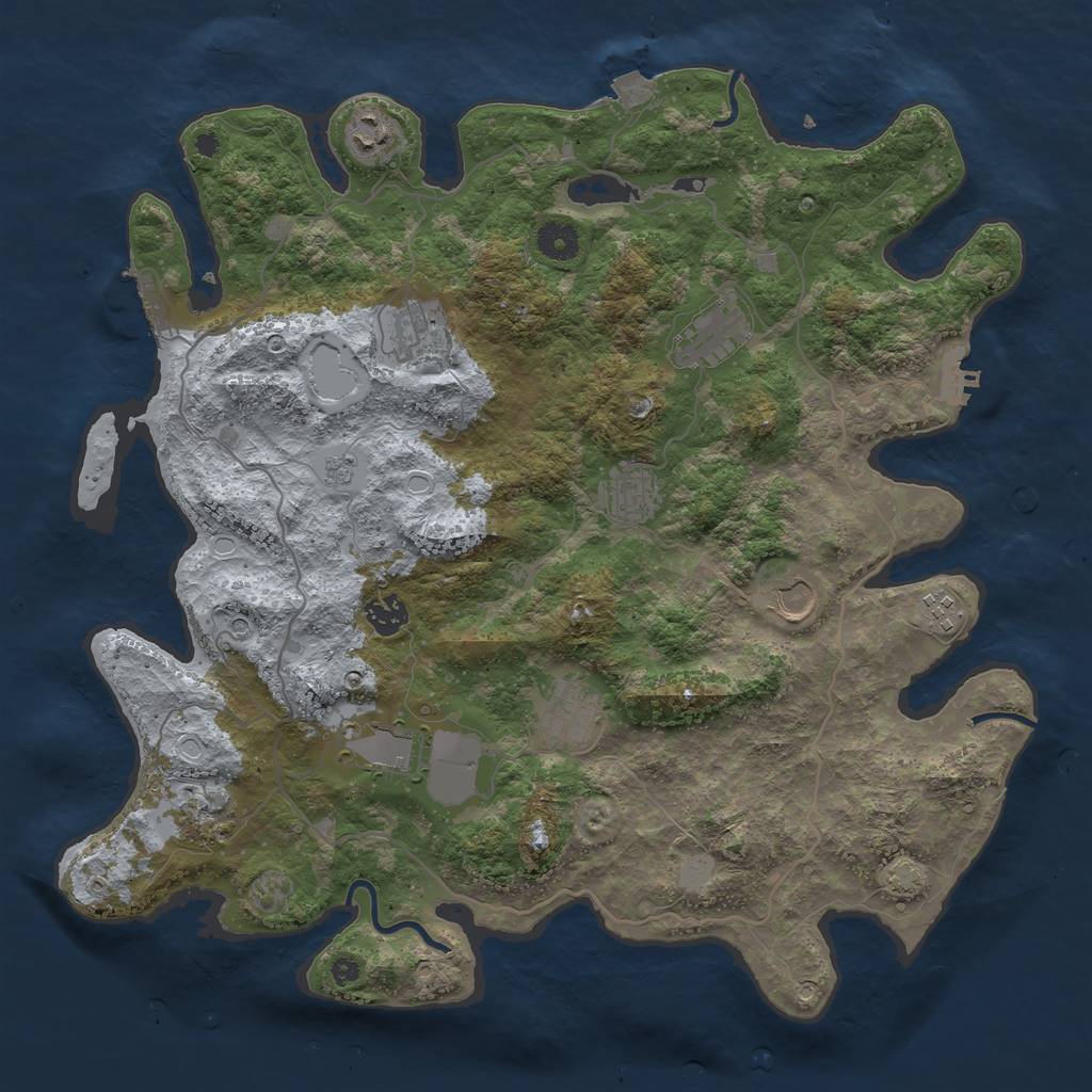 Rust Map: Procedural Map, Size: 4000, Seed: 1923698818, 18 Monuments