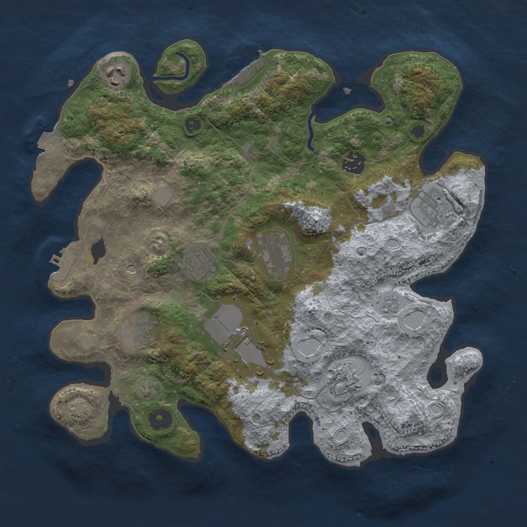 Rust Map: Procedural Map, Size: 3500, Seed: 1250254382, 16 Monuments