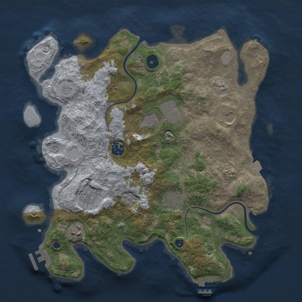 Rust Map: Procedural Map, Size: 3500, Seed: 3806759, 13 Monuments