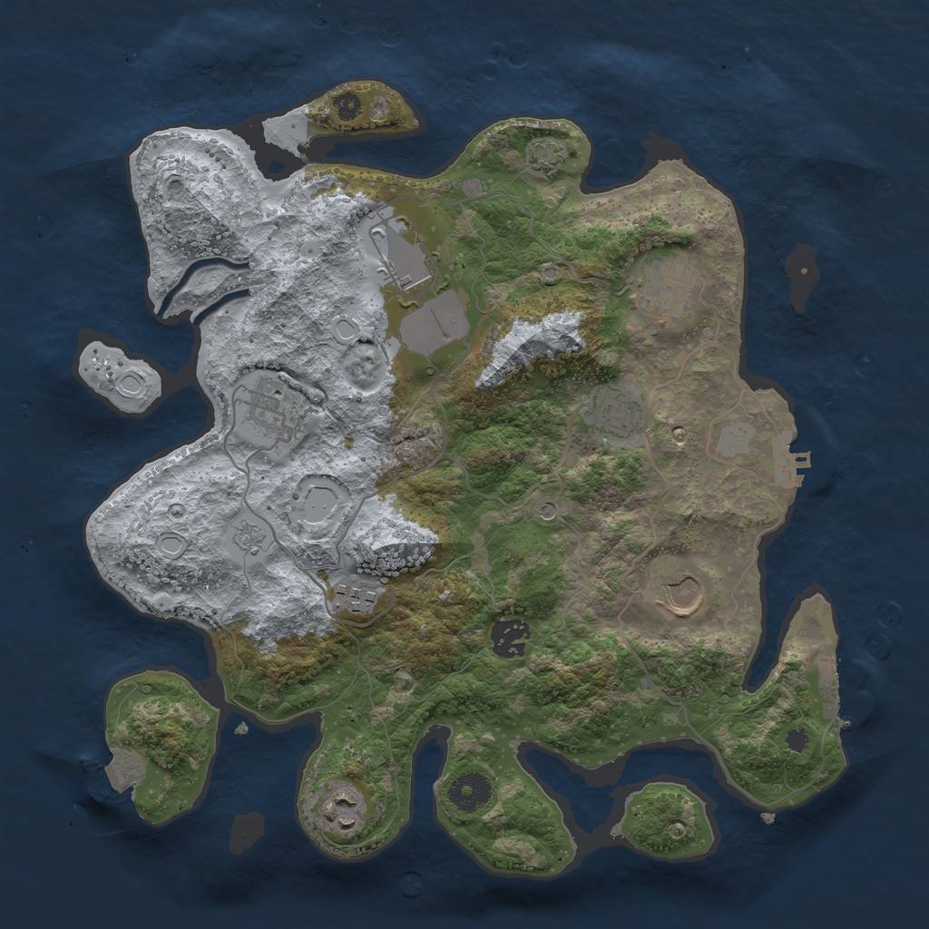 Rust Map: Procedural Map, Size: 3500, Seed: 60306786, 16 Monuments