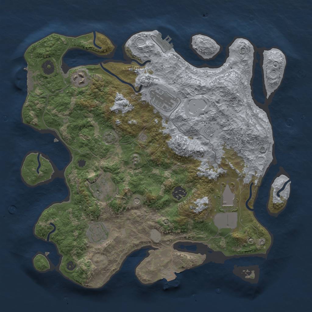 Rust Map: Procedural Map, Size: 3500, Seed: 1903602758, 14 Monuments