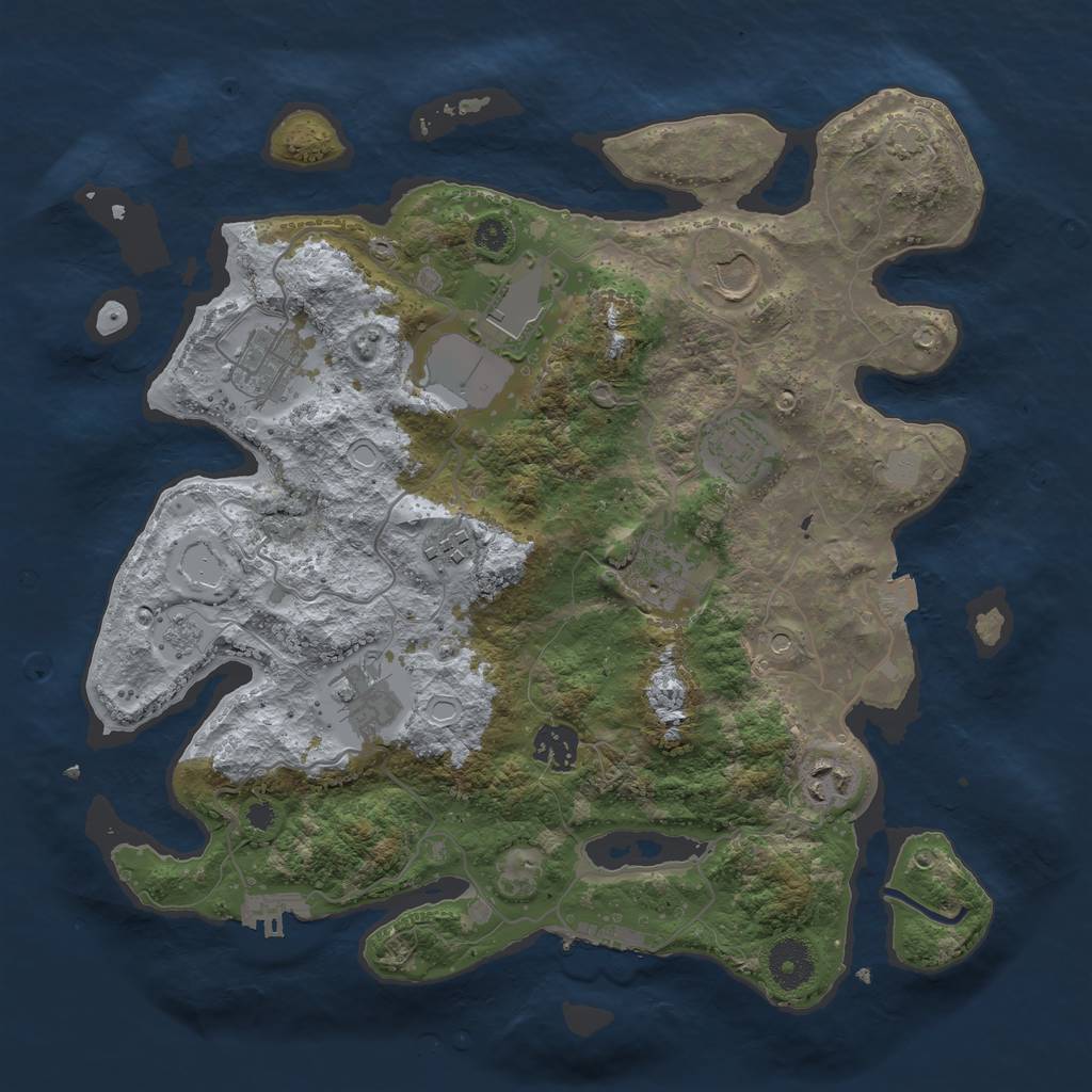 Rust Map: Procedural Map, Size: 3500, Seed: 759567740, 17 Monuments