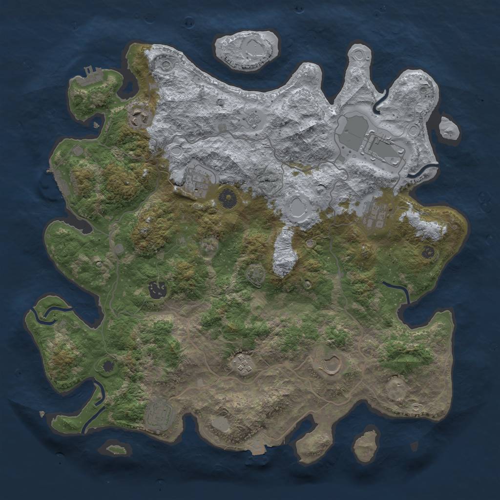 Rust Map: Procedural Map, Size: 4000, Seed: 590977424, 16 Monuments