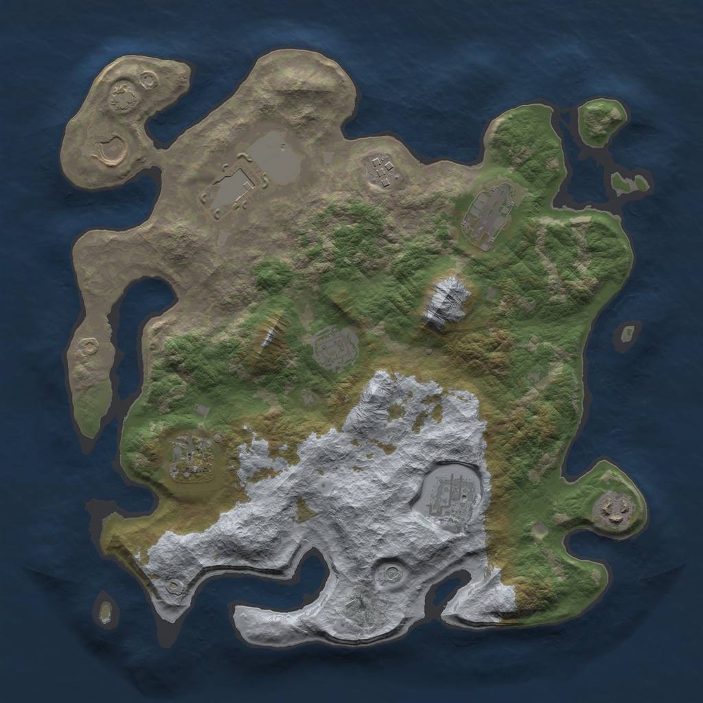Rust Map: Barren, Size: 3500, Seed: 18823, 12 Monuments