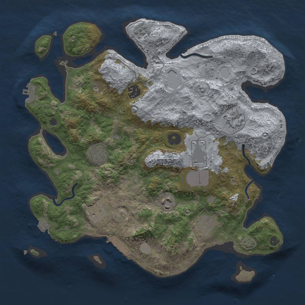 Rust Map: Procedural Map, Size: 3500, Seed: 26516, 16 Monuments