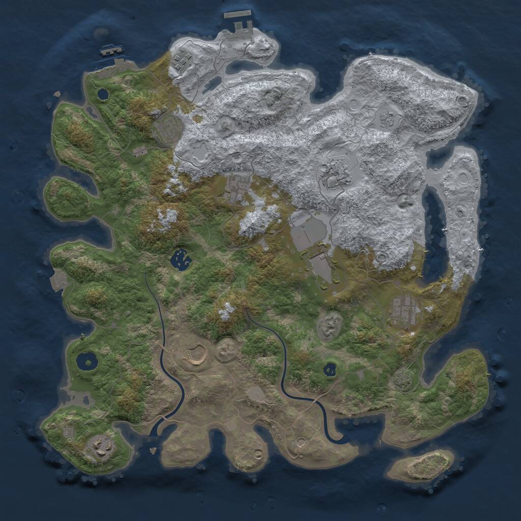 Rust Map: Procedural Map, Size: 3850, Seed: 164945351, 15 Monuments