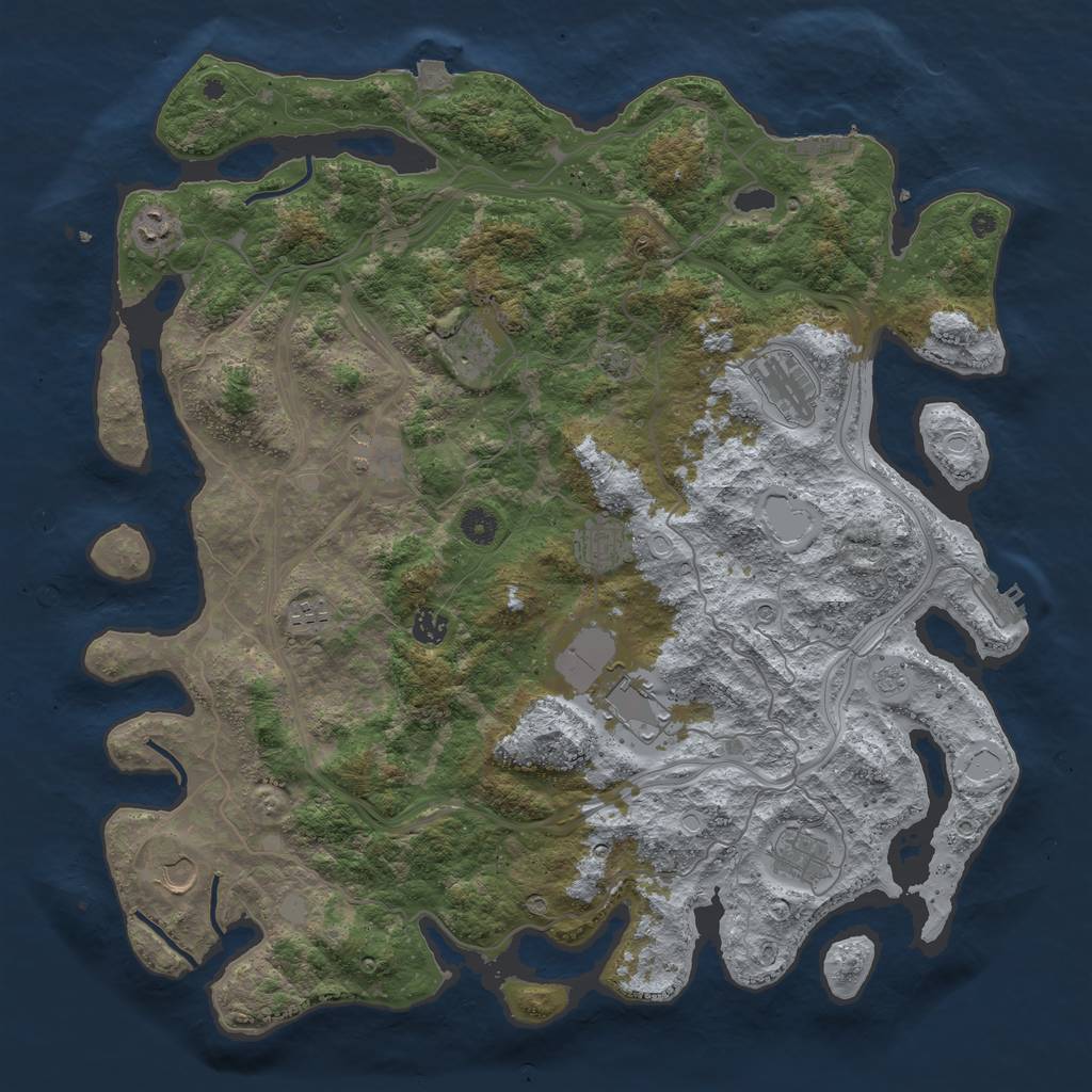 Rust Map: Procedural Map, Size: 4500, Seed: 1794160962, 18 Monuments