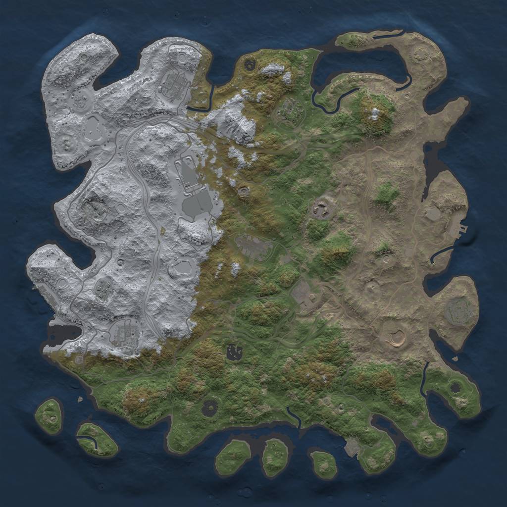 Rust Map: Procedural Map, Size: 4500, Seed: 245040449, 19 Monuments