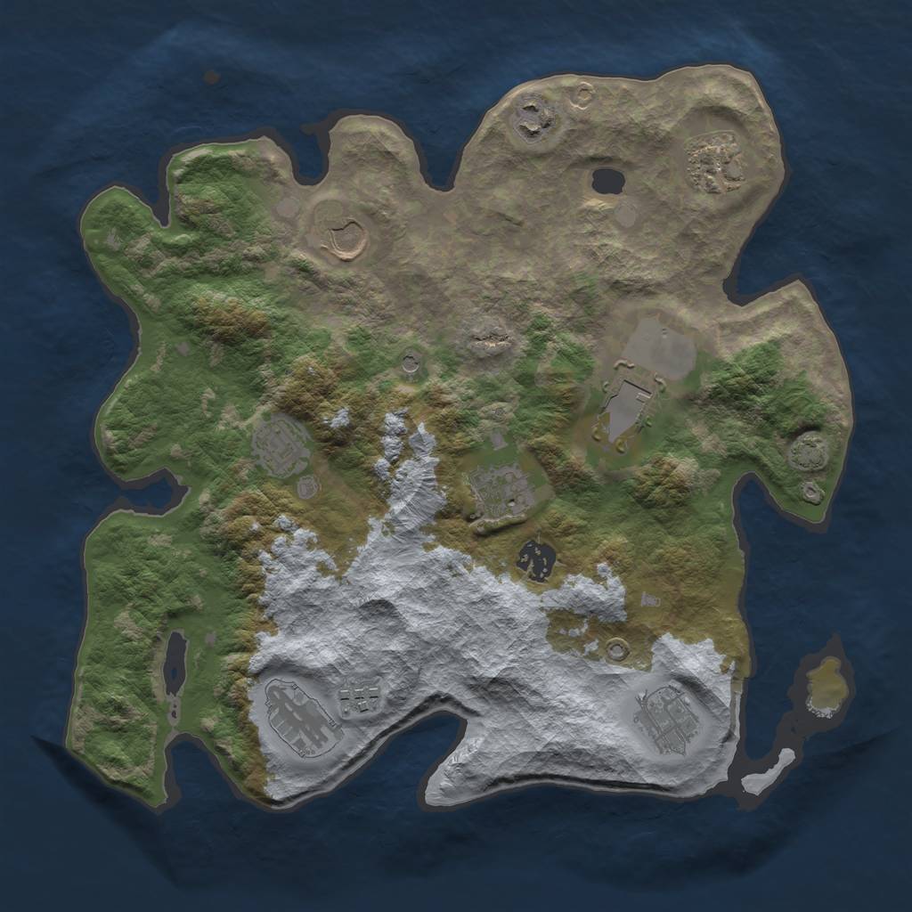 Rust Map: Barren, Size: 3500, Seed: 692399597, 14 Monuments