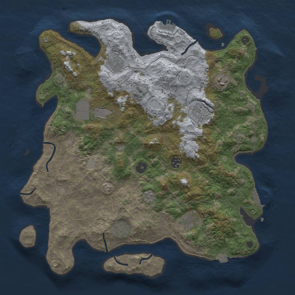 Rust Map: Procedural Map, Size: 4000, Seed: 990246, 16 Monuments