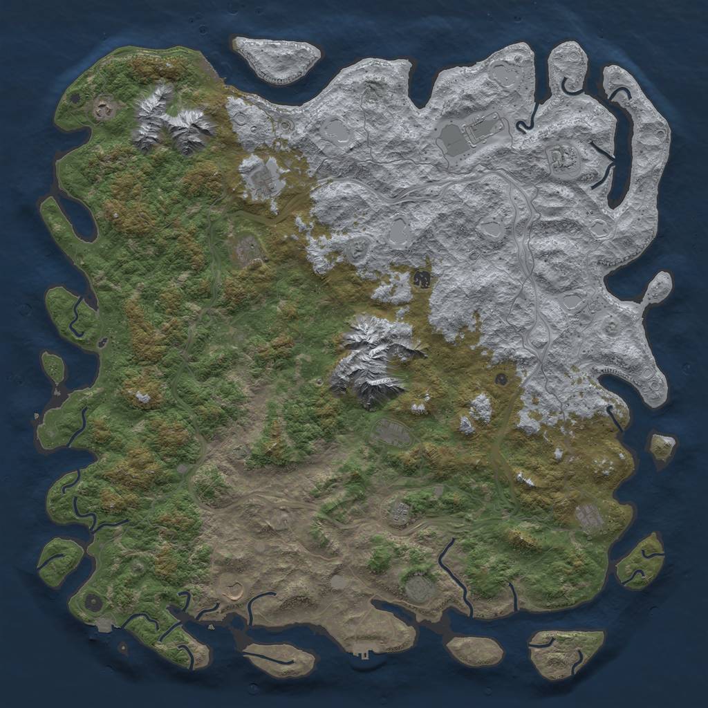 Rust Map: Procedural Map, Size: 6000, Seed: 724234918, 19 Monuments
