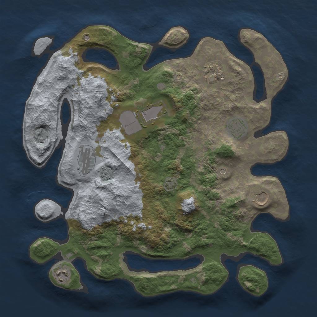 Rust Map: Barren, Size: 3500, Seed: 32434221, 11 Monuments