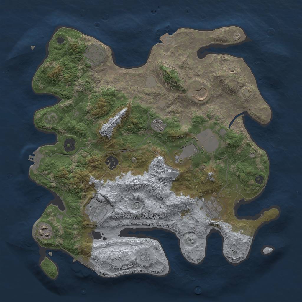 Rust Map: Procedural Map, Size: 3500, Seed: 1156025158, 16 Monuments