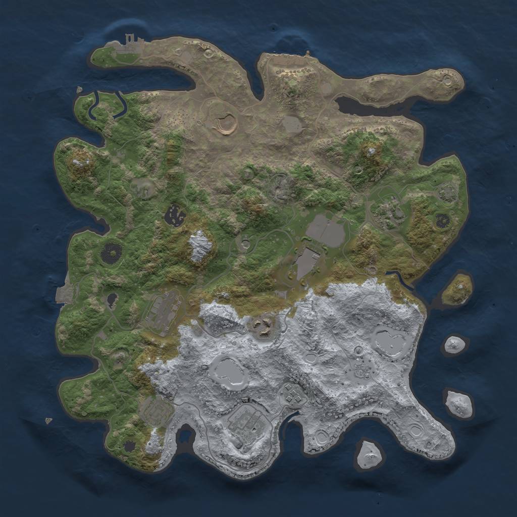 Rust Map: Procedural Map, Size: 3700, Seed: 1812702208, 17 Monuments
