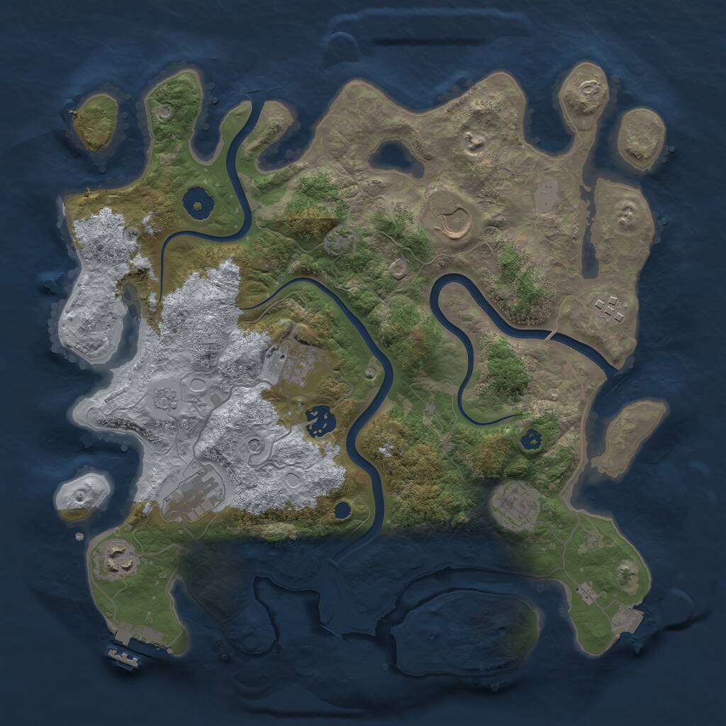 Rust Map: Procedural Map, Size: 3500, Seed: 23482511, 12 Monuments